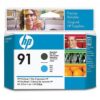 HP 91 Matte Black and Cyan DesignJet Printhead