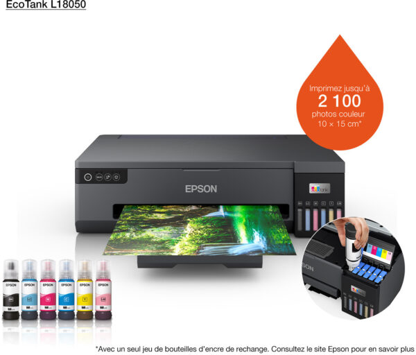 Epson Jet d'encre L18050 PHOTO SFP Réseau Wifi Couleur A3 22 B&WPPM 22PPMCOL remplace 1800 12M – Image 2