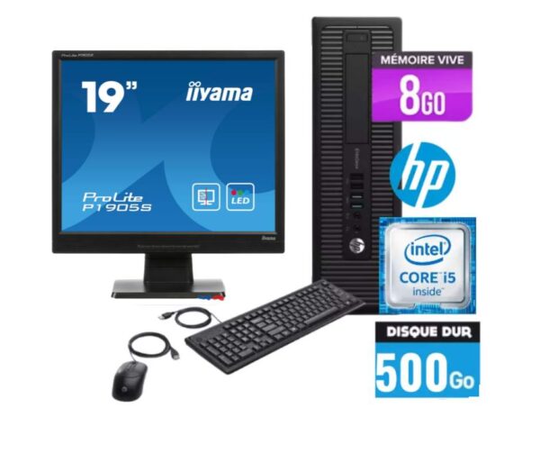 HP EliteDesk 800 G1 SFF Core i5-4570 I 8Go I 500Go I Ecran LCD 19″ Carré | Clavier Souris [Remis à Neuf]